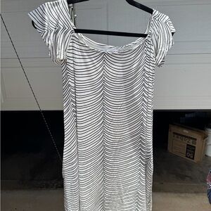 Fighting Eel Black and White Striped Mini Dress